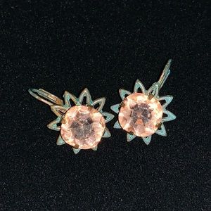 Betsey Johnson patina teal and peach stud earrings